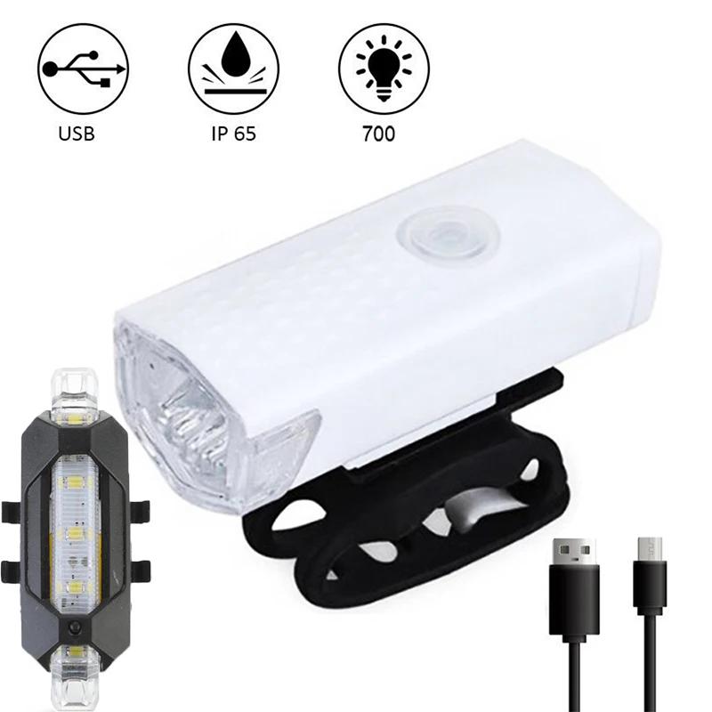 1/2 Stück Fahrradlicht Set Scheinwerfer, Rücklichter USB Wiederaufladbar Flutlicht Fahrrad Elektroroller Zubehör Reitausrüstung