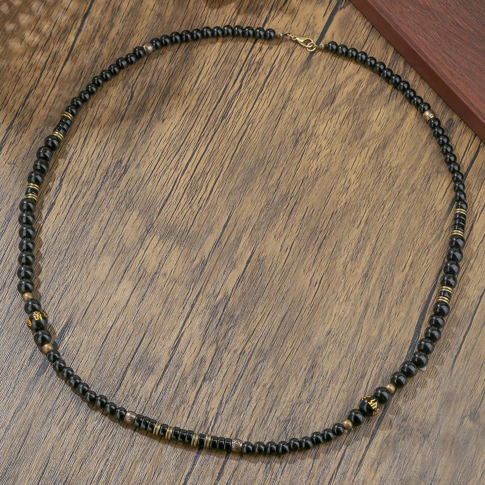 Geometric Leather Chain Necklace For Men With Handmade Design And Multilayer Style