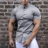Men's Solid Color Lapel Simple Short Sleeved Shirts