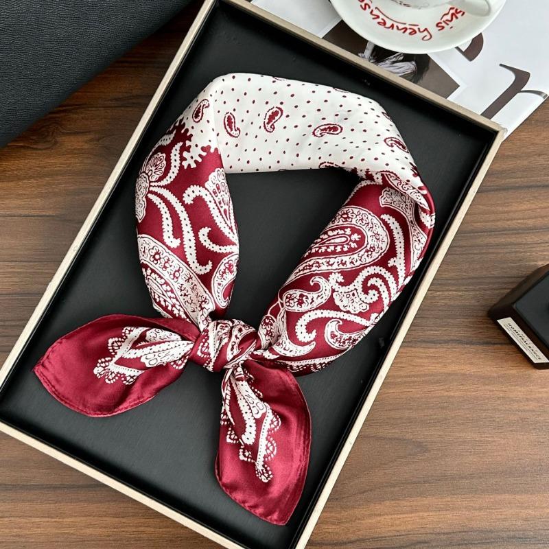 Polka Dot Silk Scarf Square Scarf High-end New Versatile Decorative Scarf Scarf Scarf Neck Cashew Flower Scarf Shawl Can Be Used As a Tube Top