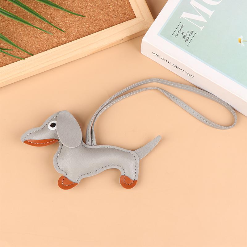 1Pc Men'S Car Dachshund Keychain Pu Leather Dog Keychains  For Women