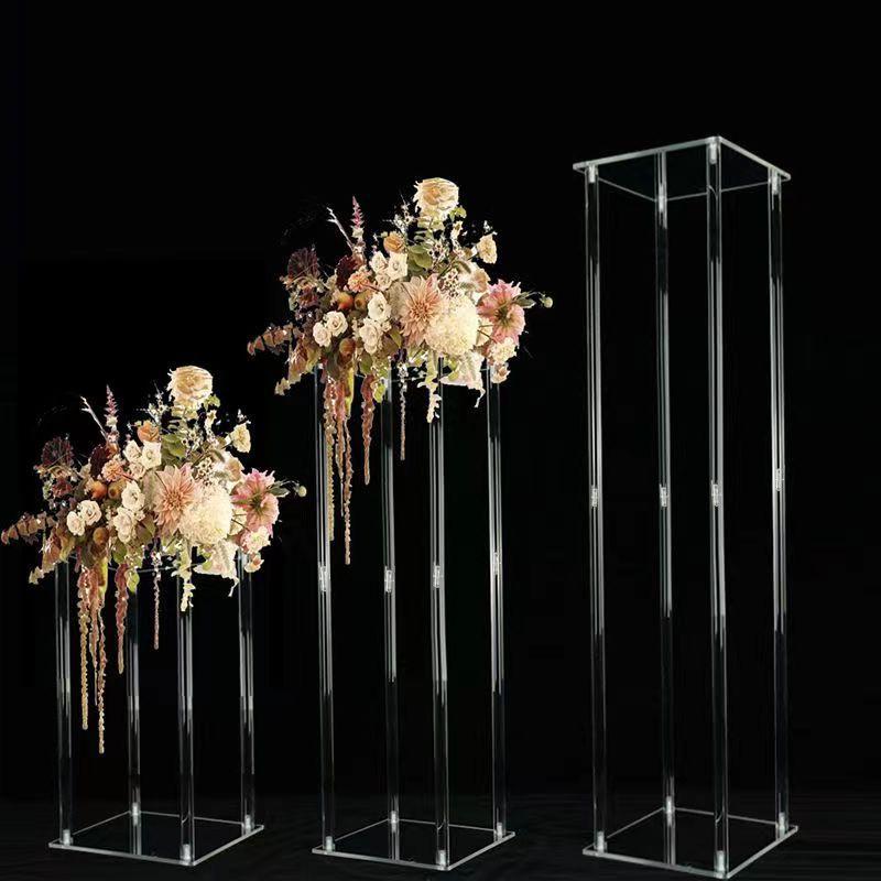 Elegant Transparent Square Frame Flower Stand for Weddings and Events