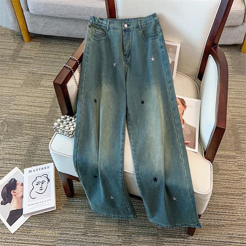 Damen-Denim-Hose in Übergröße mit hoher Taille - Lässig, Schlankmachend & Lockerer Schnitt