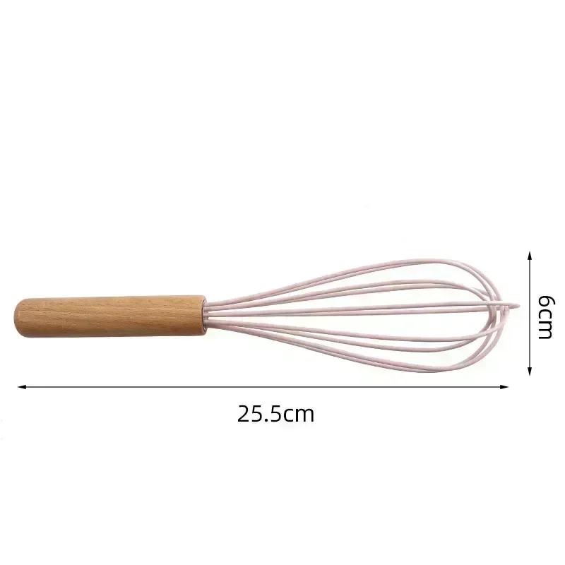 Silicone Egg Beater Whisk Wooden Handle Kitchen Hand Egg Beater Gadgets Kitchen Tools Baking Accessories  Kitchen Gadgets