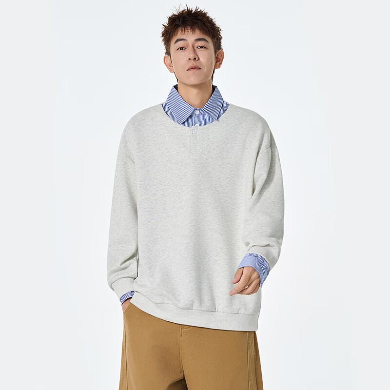 TOM ADAM Men's Faux 2-Piece Polo Collar Sweatshirt