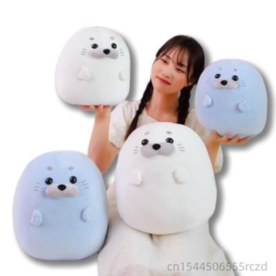 Poupée en peluche phoque gras Kawaii de l'océan, phoque gras rond blanc et bleu, jouet en peluche doux et confortable, coussins pour décorer la chambre à coucher, le canapé