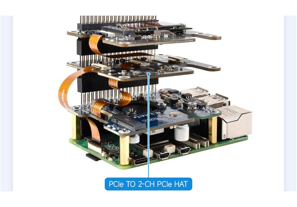 Raspberry Pi 5 Dual PCIe Expansion Board: Stackable 1-to-2 PCIe Interfaces with Multiple HAT Module Support