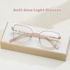 Unisex Cat Eye Frame Optical Glasses Fashion Anti Blue Light Plain Eyewear Oversized Computer Finished Prescription Eyeglasses