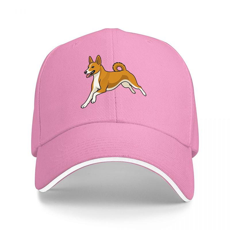 Corgi Dog Running Design Black Baseball Cap with White Trim for Dog Lovers and Pet Enthusiasts Fashionable Casual Hat