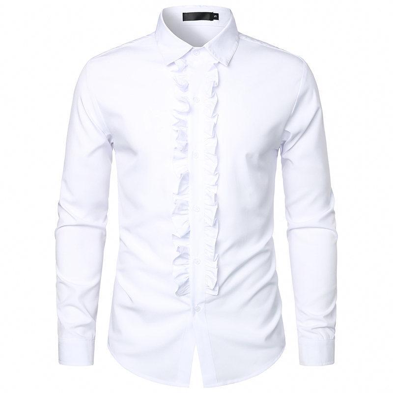 Men's Shirt Long Sleeve Autumn and Winter Solid Color European Size Men's Wedding Dress Long Sleeve Shirt Performance Dress