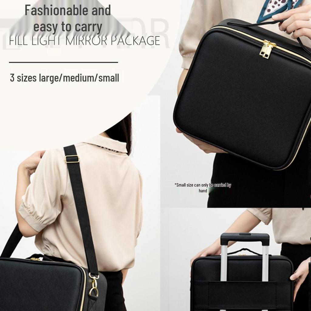 Women's LED Light Makeup Bag with Mirror 2025 – Large Capacity Handheld Cosmetic Storage Box