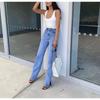 Spring New Arrival Women's Clothing Fashion Style Fashion All-Match Skinny Slimming Retro High Waist Floor Split Denim