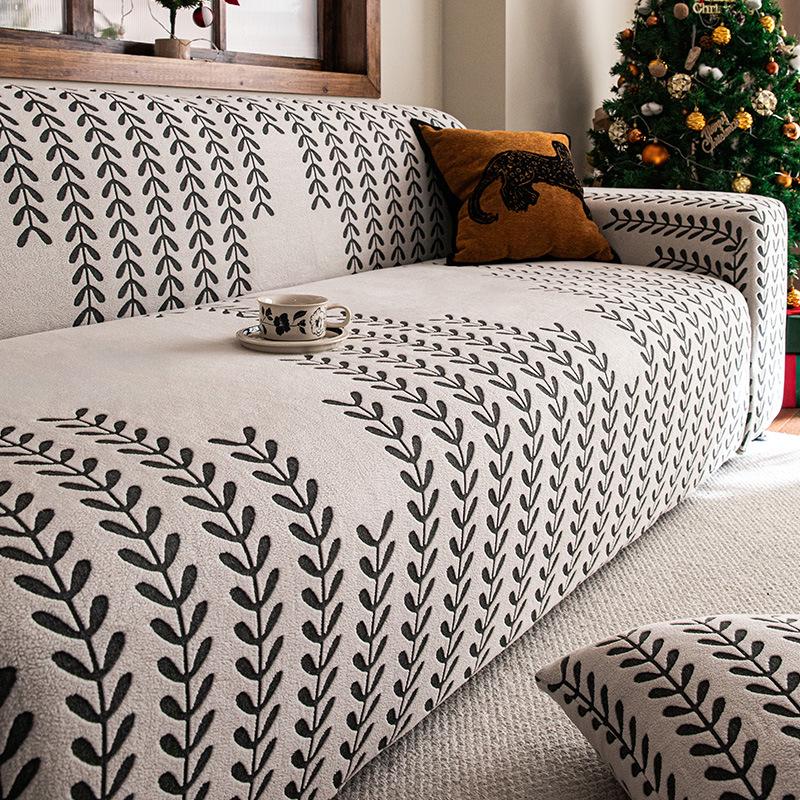 Jacquard Velvet Non-Slip Sofa Cover Set - Minimalist Style, Universal Fit for All Seasons.
