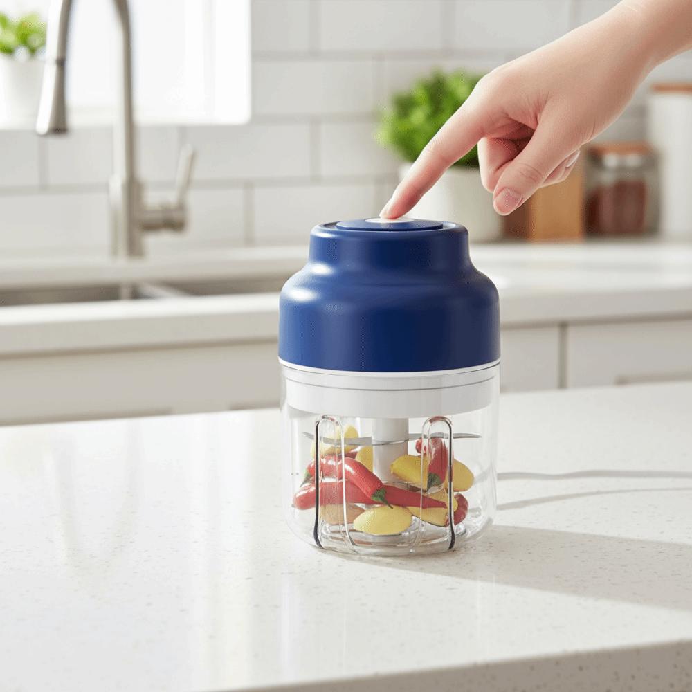 Plastic Electric Garlic Puree Machine 320ml Meat Mincer Portable Food Processor  Food Preparation