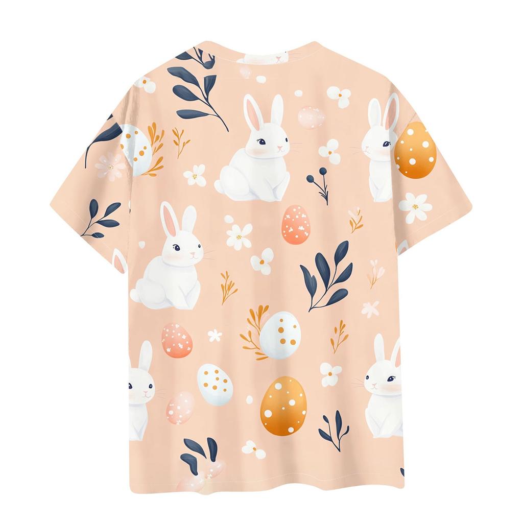 Children's Fashion Casual Short Sleeve Easter Printed Round Neck Fashion T-shirt Top