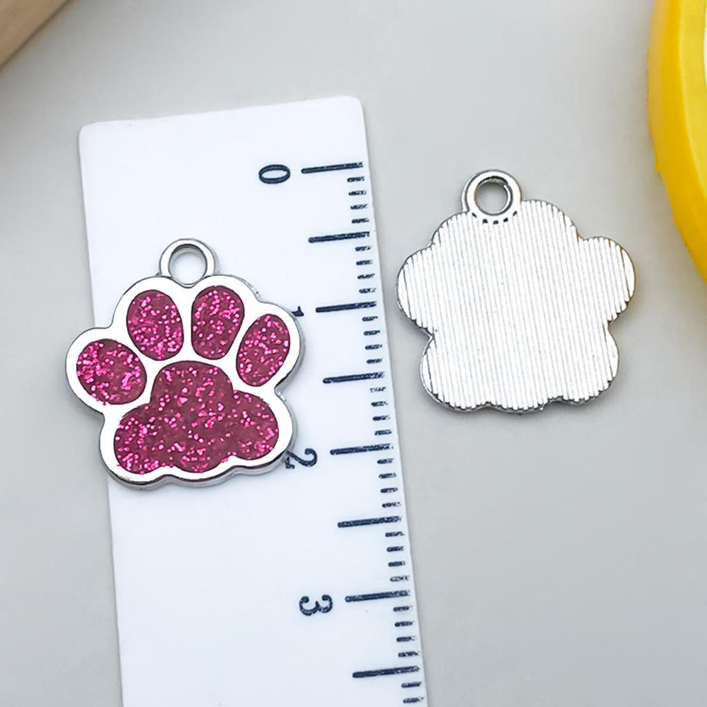 DIY Glitter Dog Paw Pendant: Alloy Drip Oil Jewelry for Pet Tags & Bracelets