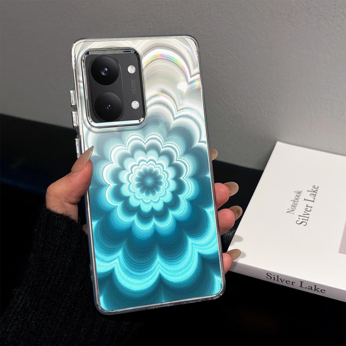Case for Xiaomi POCO X8 Pro Max Iridescent Gradient Floral Clear Case,Shockproof Camera Lens Protection POCO X8 Pro Max синий