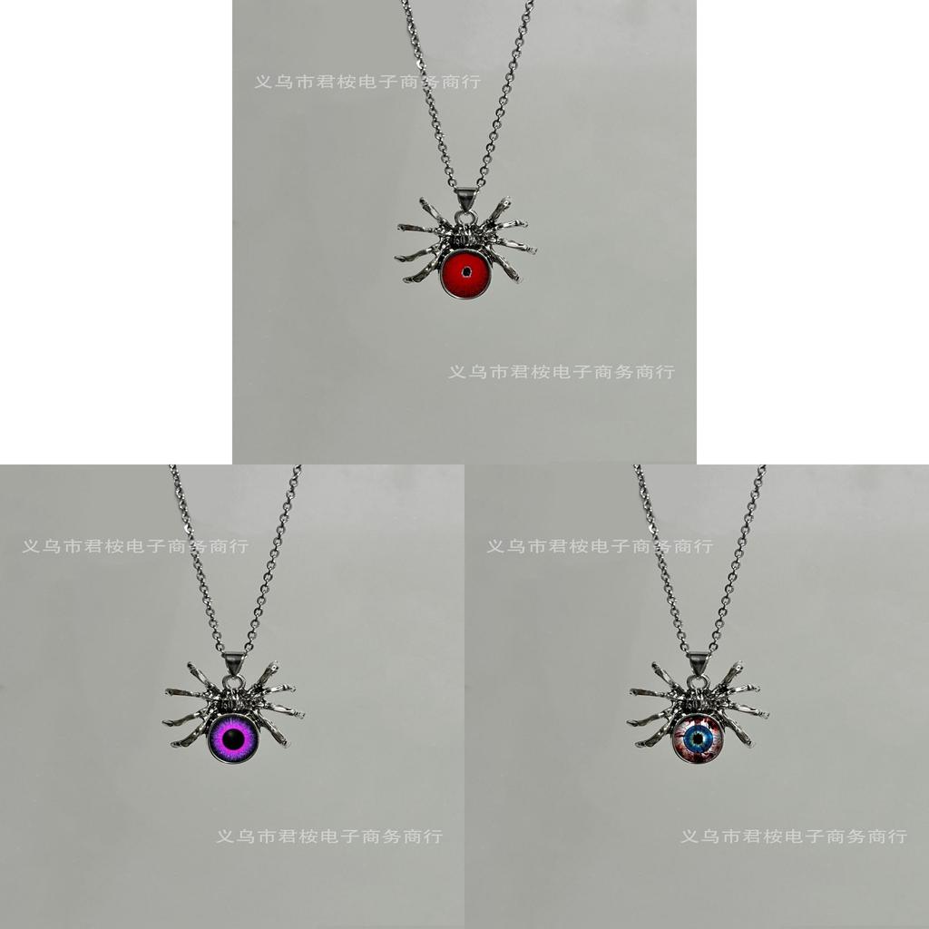 Gothic Halloween Spider Pendant Necklace With Geometric Alloy Chain For Women