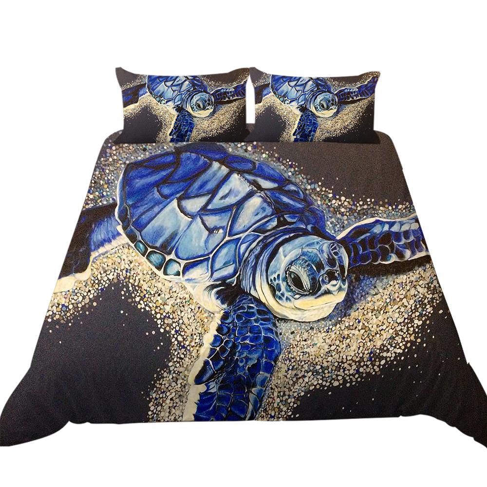 Sengetøy med skilpaddemønster Sengetrekk med putevar AU/EU/US Enkelt/Dobbel Full størrelse Hjemmesengetøy