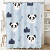 Baby Blue Shower Curtain with Cute Panda Faces and Clouds Waterproof Fabric for Bathroom Decorations in Home Garden Supplies