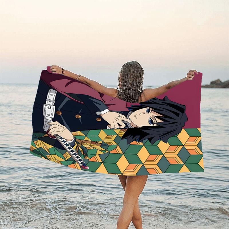1pc Tomioka Giyuu1 Beach Towel, Beach and Seaside Swimming Pool Equipment, Fashion Pattern, Rectangular, Travel Essentials