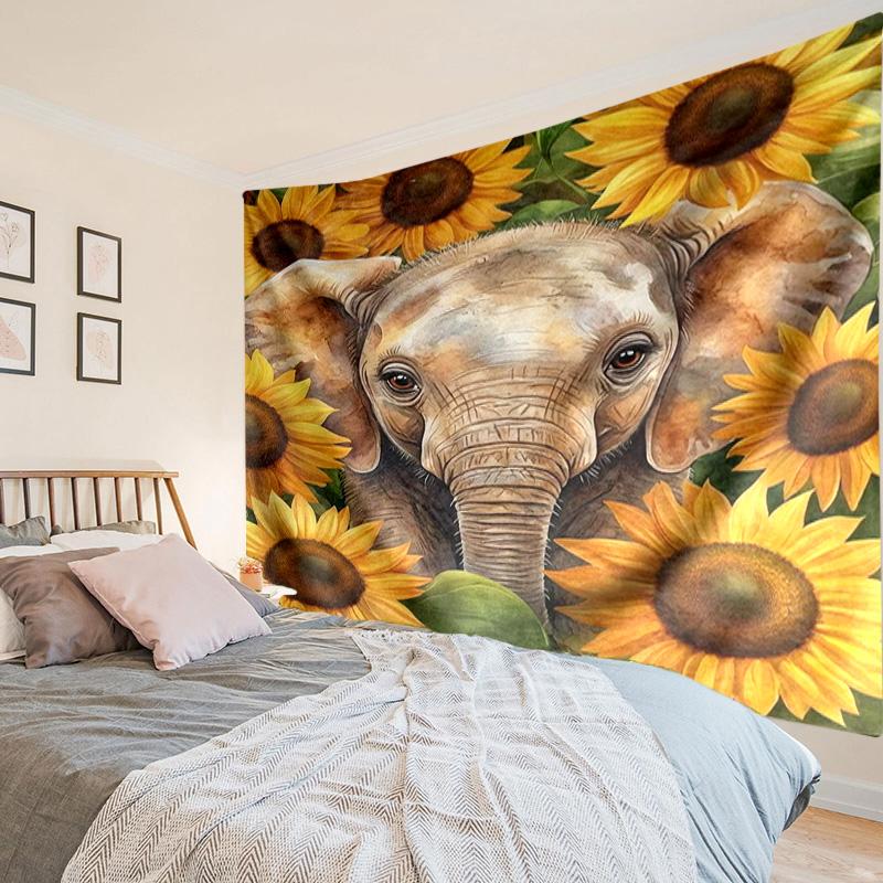 Elephant In Autumn Forest Tapestry, Unique Design Tapestry, Wall Decor for Bedroom,Livingroom, Playroom,Heartwarming Fan Holiday Gifts