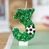 Football Children's Birthday Candles Number 0-9 Green Sparkles Birthday Creative Soccer Candle for Boy Party Cake Top Decoration KTY