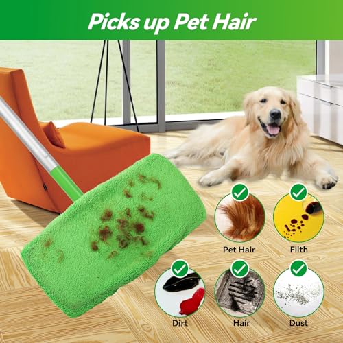 10 Pack Reusable Microfiber Mop Pads Dual Use Dry Sweeping Wet Mopping Pads Compatible with Swiffer Sweeper   Washable Floor Cleaning Pads for Hardw