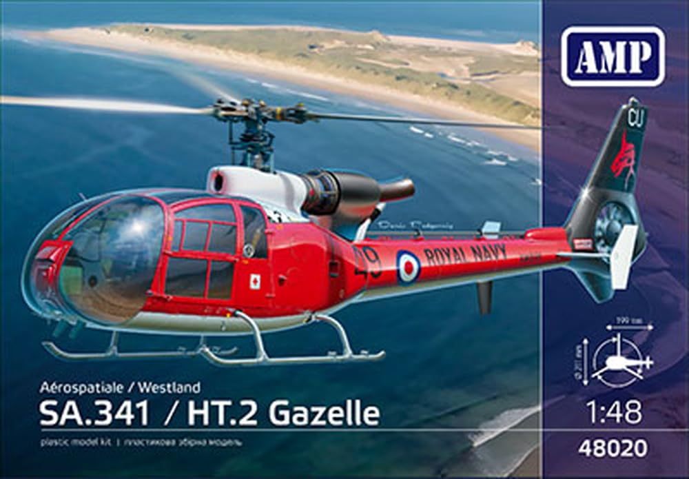 AMP French Aero Spatiale Gazelle Helicopter Plastic Model AVP48020 1/48 SA.341