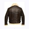 Men's Brown Genuine Leather Jacket with Faux Fur Collar, Zip Front, Adjustable Waist Belt, and Zipper Pockets