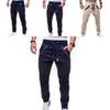 Men's Slim Fit Cuffed Trousers With Adjustable Waist And Multiple Pockets