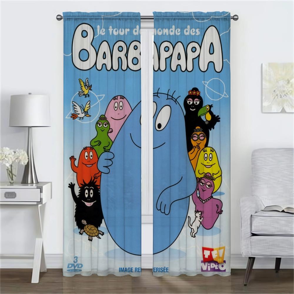 Kitchen Curtains 2 Pieces Les Barbapapas Curtains for Bedroom Shades Partition Window Curtain Halloween Decoration Living Room