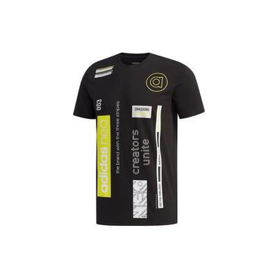 Neo Casual Sport Bokstavtrykk Rett T-skjorte Herre Topper Svart EJ7075