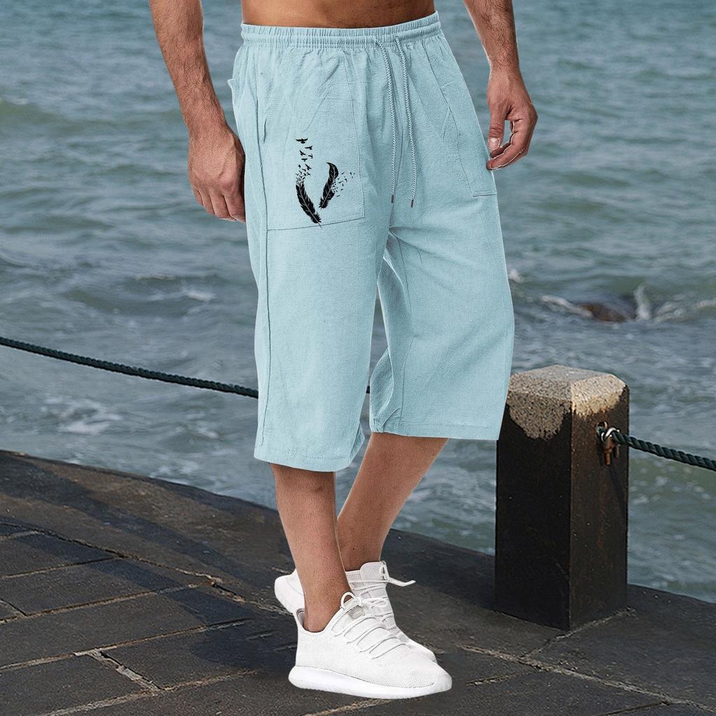 Lässige Sporthose aus Baumwolle und Leinen für Herren