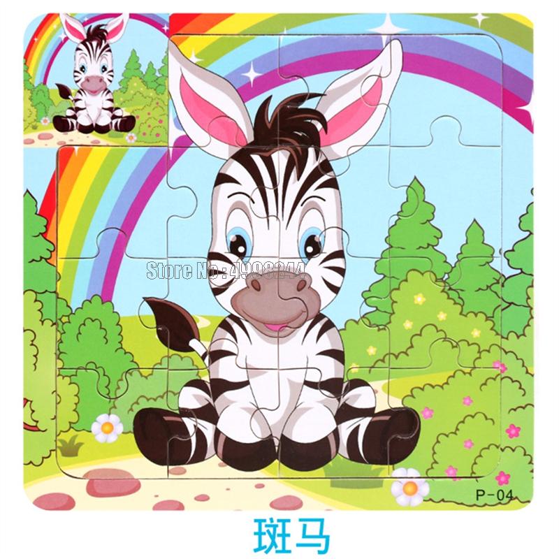 17pcs Wooden 3d Puzzle Jigsaw Cartoon Animal/traffic Puzzles Educational Toy Kids Wood Puzzle Small Size 11*11cm