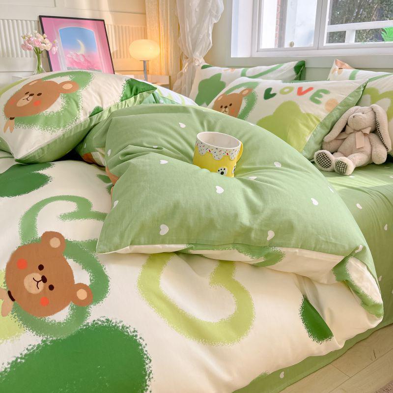 Sleep Grid 12868 Cotton Printed Four Piece Set