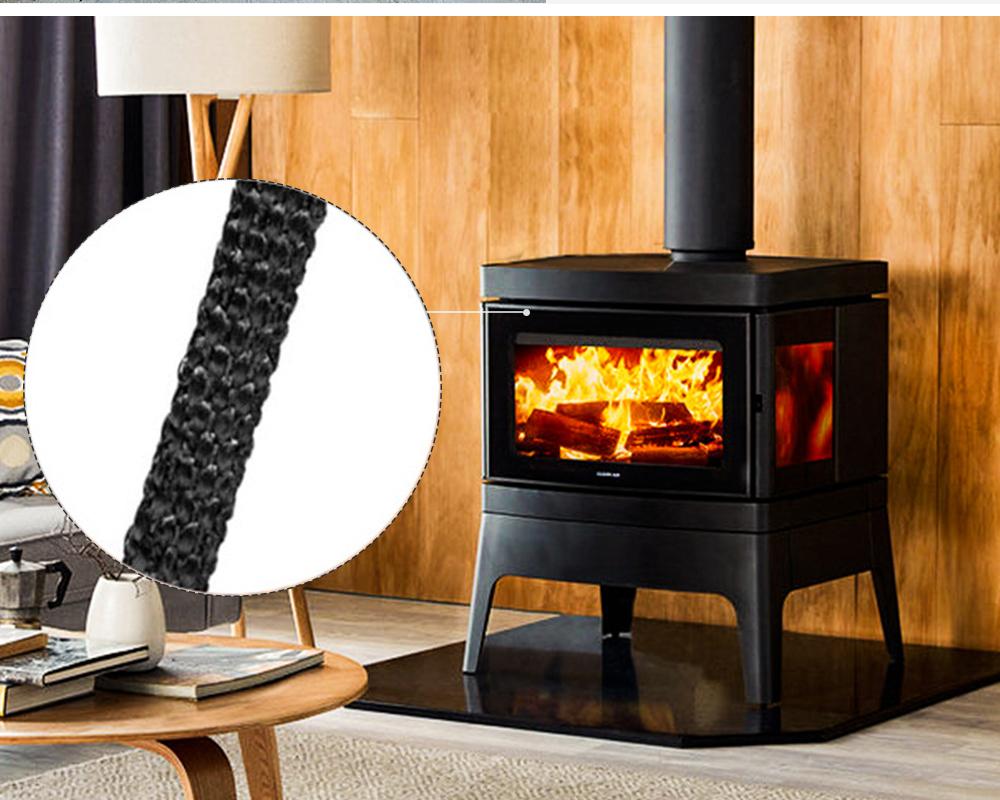 10/15mm Kamin Dichtseil Holzofen Tür Selbstklebendes Glasfaser Dichtband Ersatz 2M Schwarz Dichtungsband
