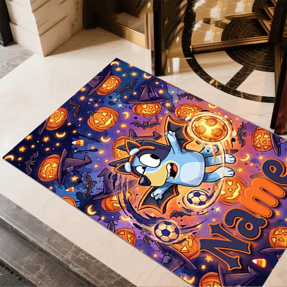 Soccer Fun Bluey Personalized Text Area Rug Perfect for Decorate Room Hallway Dining Room Study Room Antislip Carpet Anime Office Decor