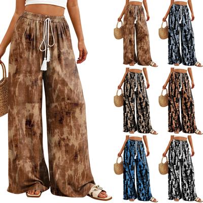 Pantalon fluide à jambes larges pour femme, imprimé floral