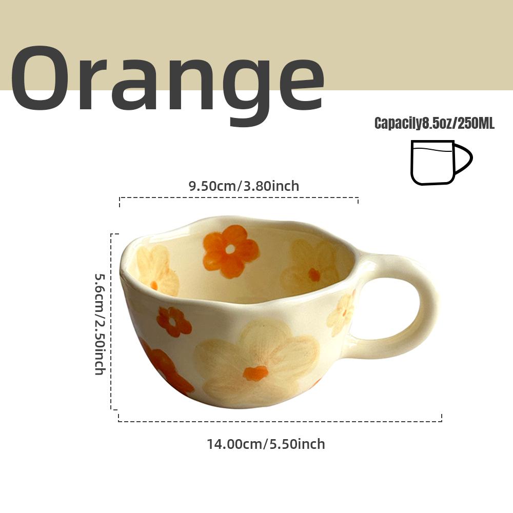 Hand Pinched Irregular Flower Ceramic Mugs Coffee Cups Milk Tea Cup Ins Korean Style Oatmeal Breakfast Mug Drinkware Kitchen cup