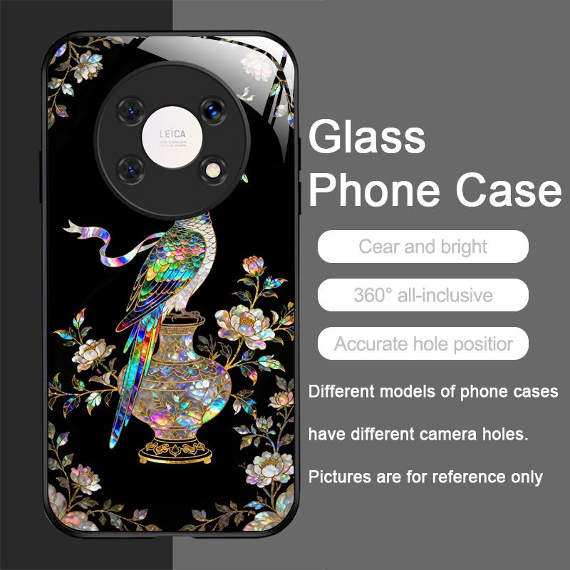 

Stylish Dragon Leopard Marble Texture Tempered Glass Phone Case for Huawei Honor 400 200 100 90 80 Magic 7 Pro 6 5 Lite X9 Cover Honor 60