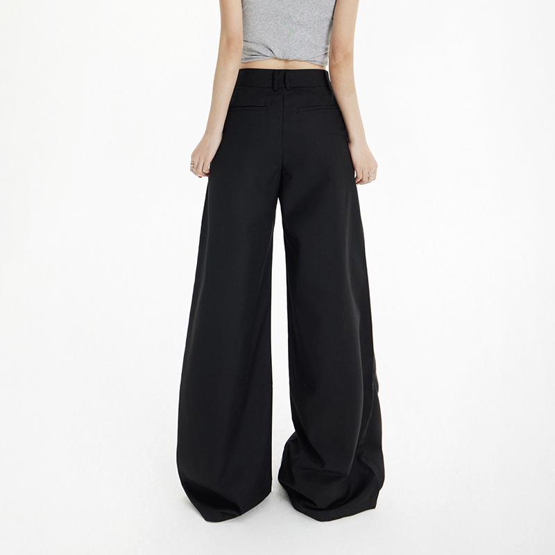Women's Retro High Waist Wide Leg Pants – Versatile Flare Casual Suit for Spring/Summer