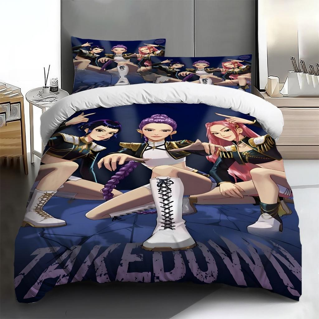 Anime DDemon H-Hunters Duvet Cover SetBedroom Duvet Cover SetPolyester Bedding Set with Pillow CaseHome Textiles King Queen