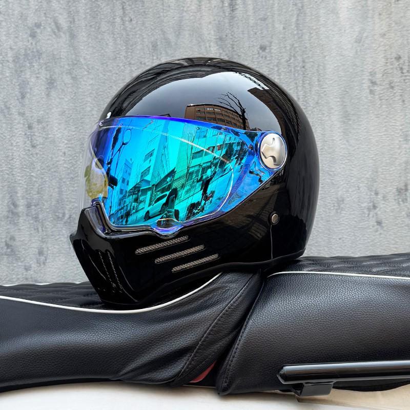 DOT ECE Certified Full Face Motorcycle Helmet Men Women Cruiser Bike ABS Shell With Bluetooth Slot Dual Lens