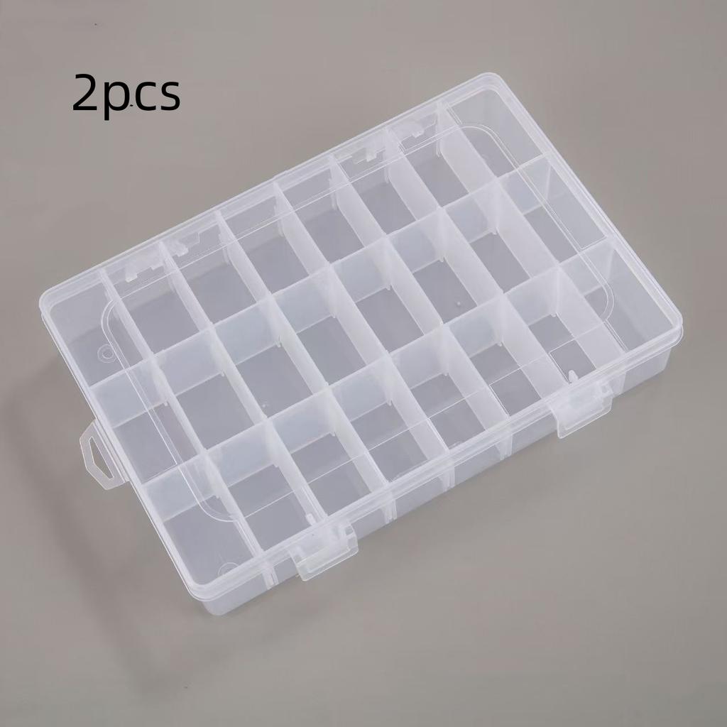 2Pcs/Transparent Plastic Storage Box with Multiple Compartments, Detachable Jewelry Accessories Storage Box