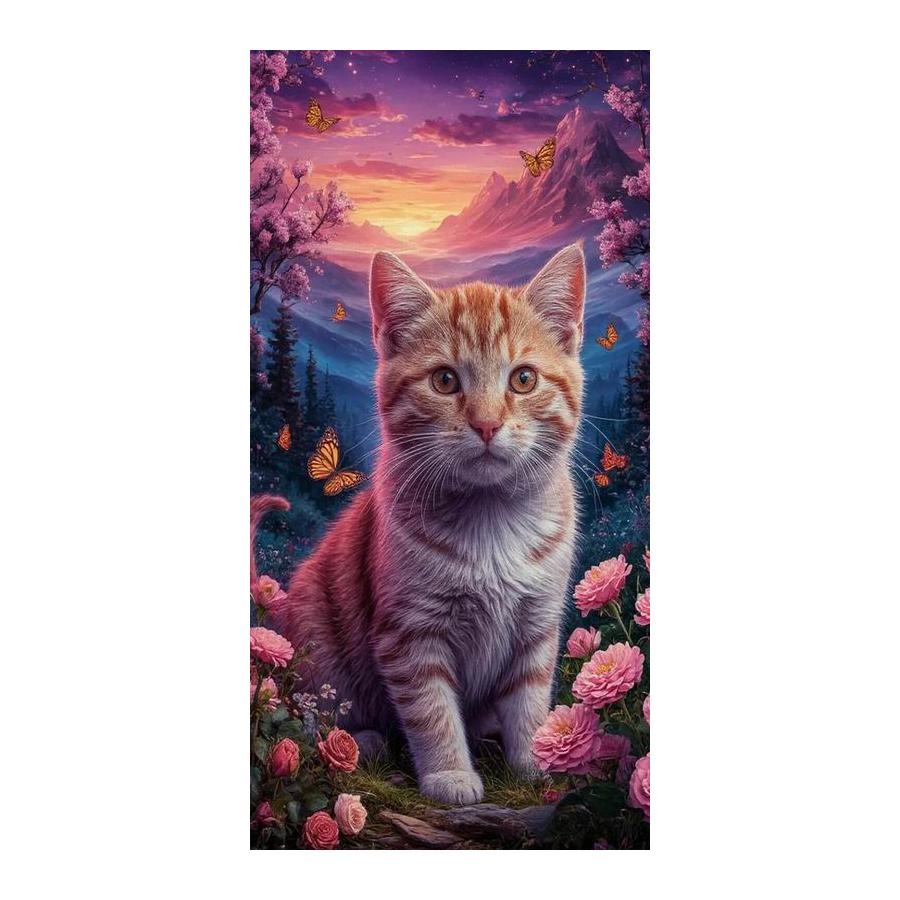 Moon Cat Flower Large Size Diamond Painting New Collection Animals Diy Full Drill Rhinestone Embroidery Mosaic Cross Stitch Kits Wall Decor