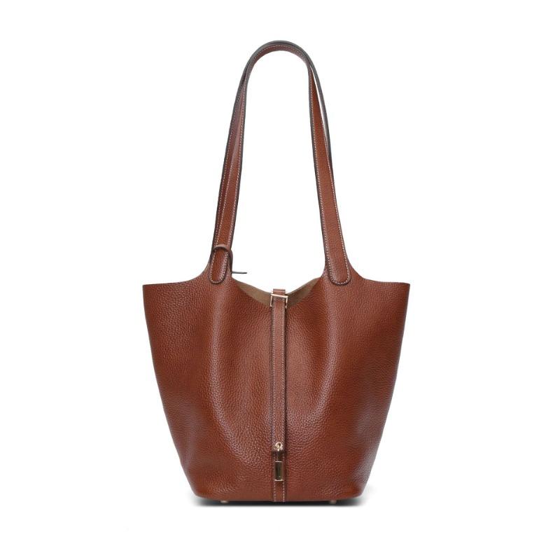 

Большая сумка-корзина для овощей, женская сумка из коровьей кожи первого слоя, модная повседневная, сумка-ведро большой вместимости, женская сумка из натуральной кожи. 22Cm Gold Buckle