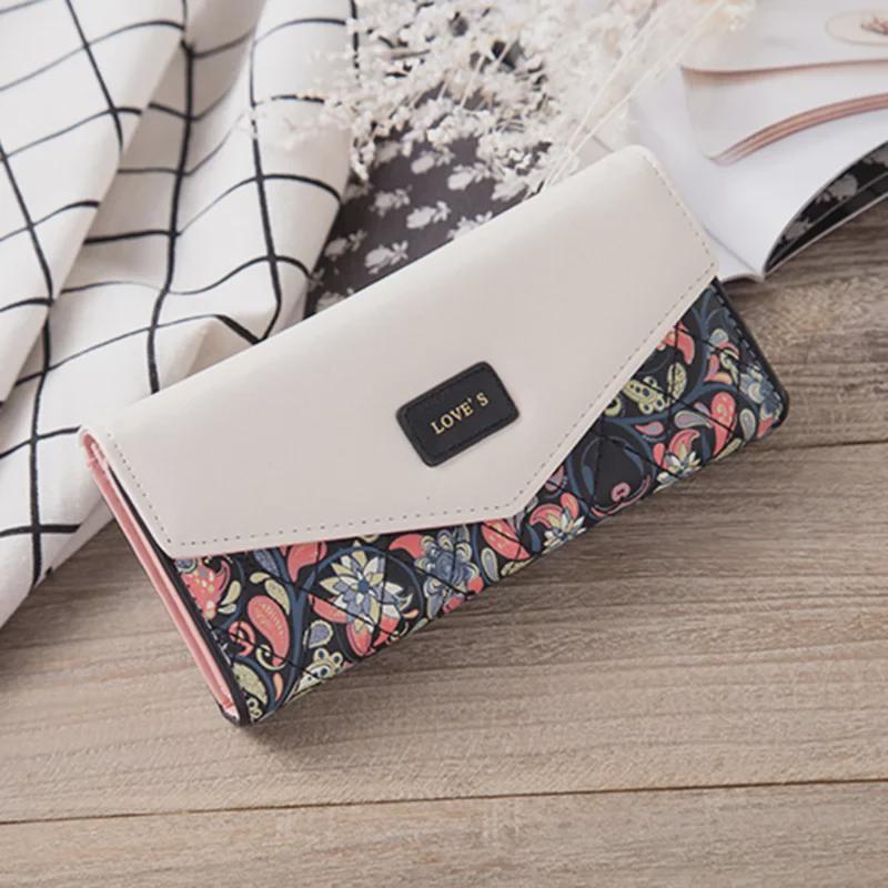 Women's Korean Floral Contrast Color Envelope Buckle Wallet