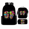 Large Capacity Schoolbag with Shoulder Strap; Student Three-piece Pencil Case Set