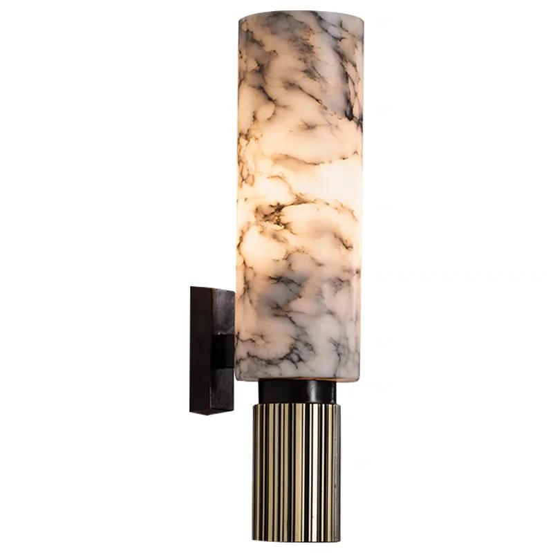 Modern Natural Marble Wall Lamp Copper Foyer Villa Aisle Corridor Bedroom Sconce E14 Bulb Lighting Fixtures Bedside Lights